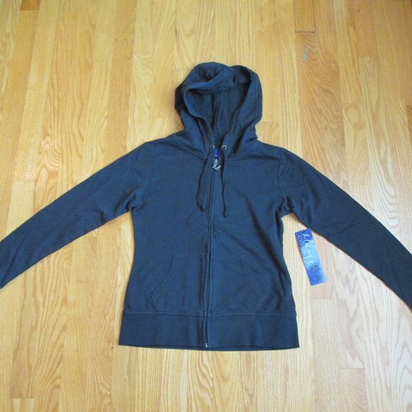 MILEY CYRUS / MAX AZRIA GIRL'S SZ M (10-14) JACKET BLACK HOODIE LS KNIT HOOD NWT - Picture 2 of 14